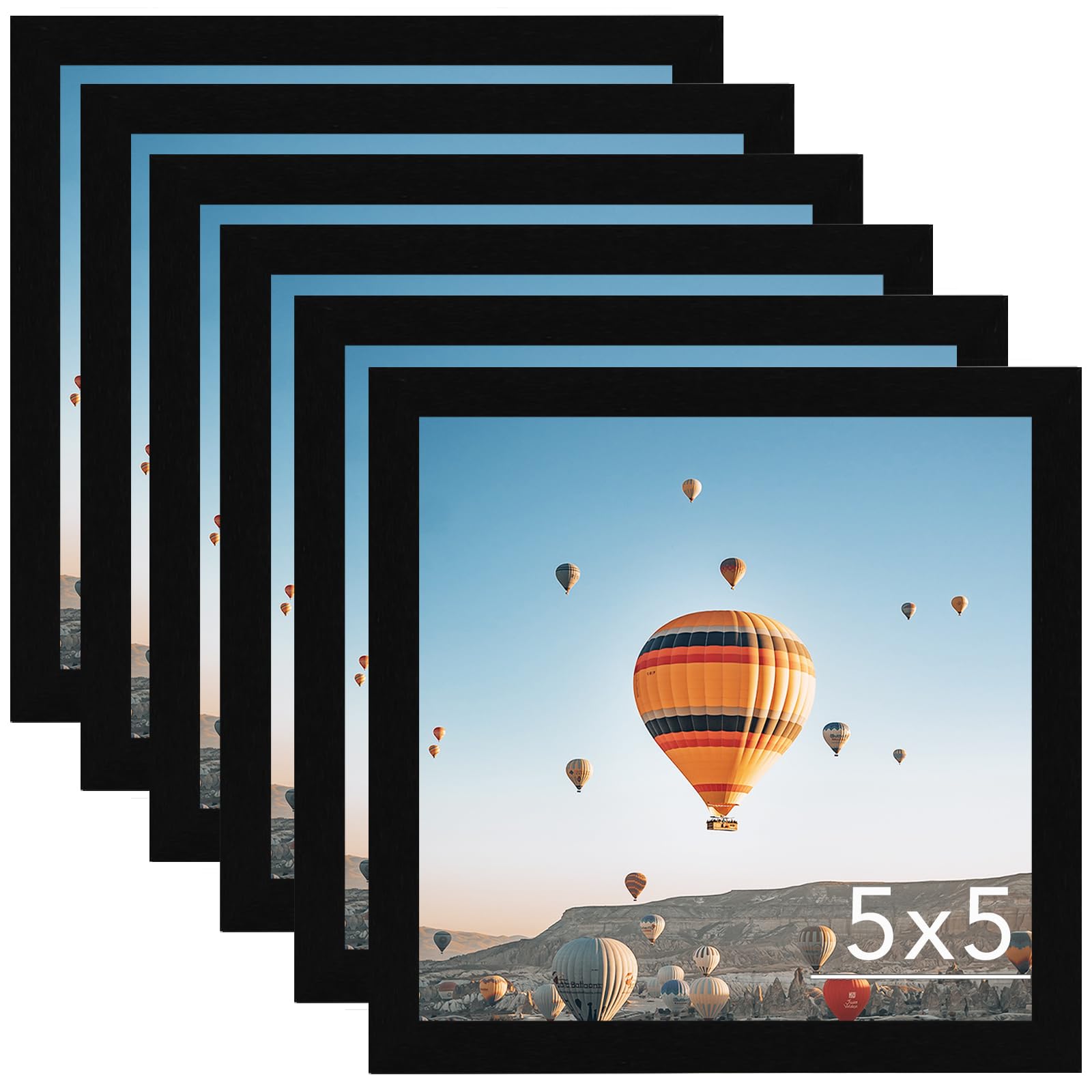 5x5 Picture Frame Set of 6 Black for Wall Hanging