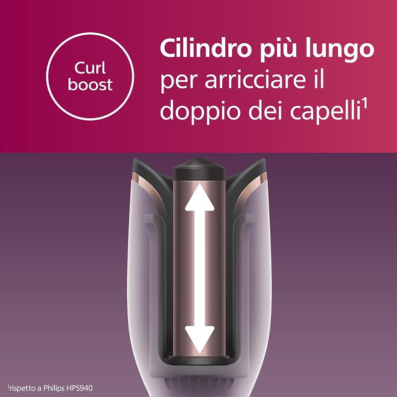 Auto Curler Serie 8000, arricciacapelli con tecnologia MoistureProtect, 27 diverse opzioni di styling, bianco, modello BHB878/00