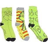 Bioworld Dr. Seuss The Grinch Who Stole Christmas Crew Socks 3 Pair Pack