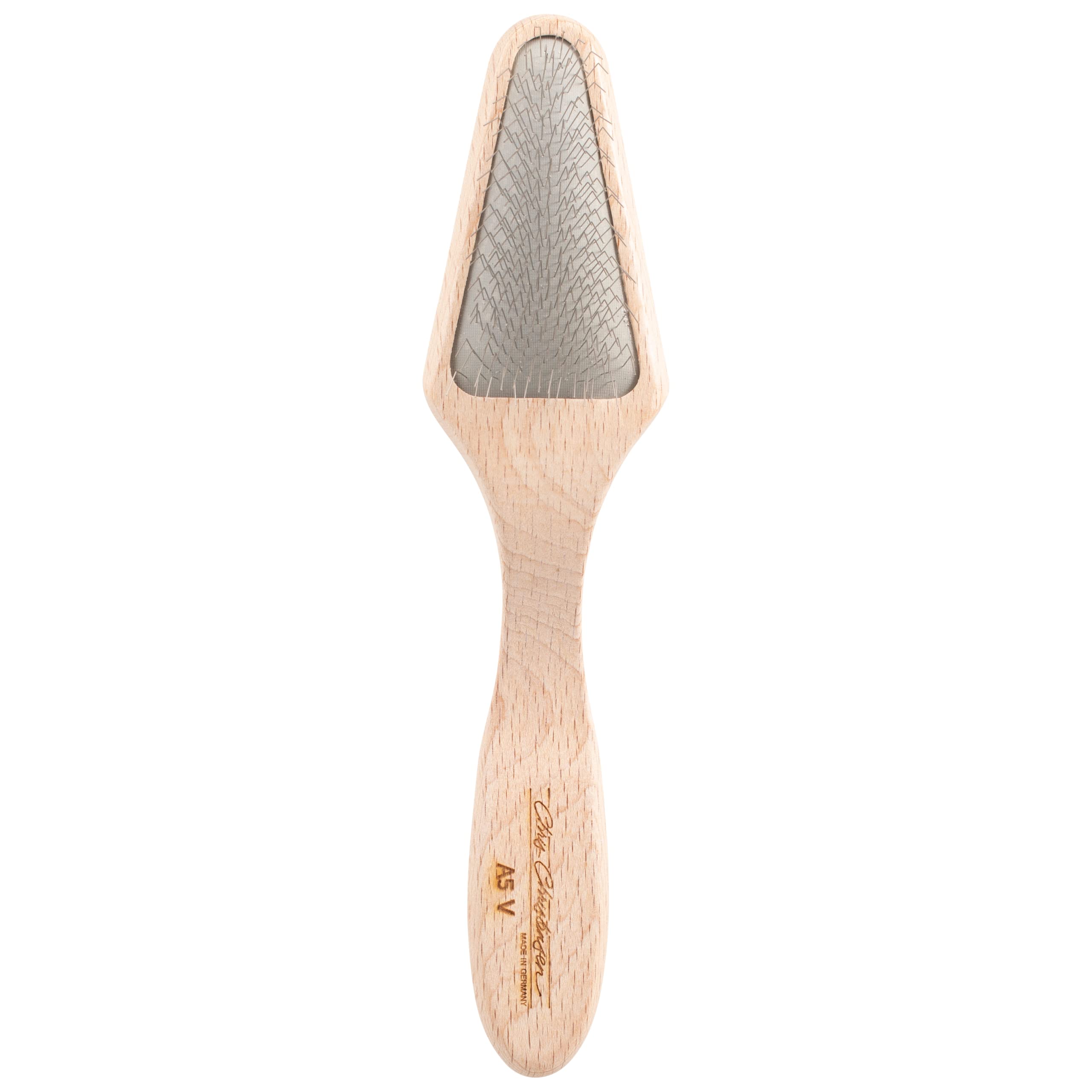 Chris Christensen Dog Brush, Mark V Triangle Slicker Brush, Groom Like a Professional, Stainless Steel Pins, Lightweight Beech Wood Body, Ground and Polished Tips — image 1