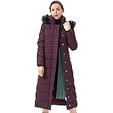 Orolay Women Warm Down Jacket with Hood Fur Long Puffer Coat