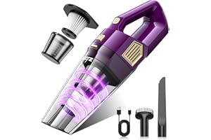 ZJZJ Handheld Vacuum Cordless, 15000PA Powerful Suction Hand Held Car Vacuum Cleaner Rechargeable with Multi-Nozzles & Washable Filters, High Power Lightweight Dust Busters for Home, Pet, Car, Office
