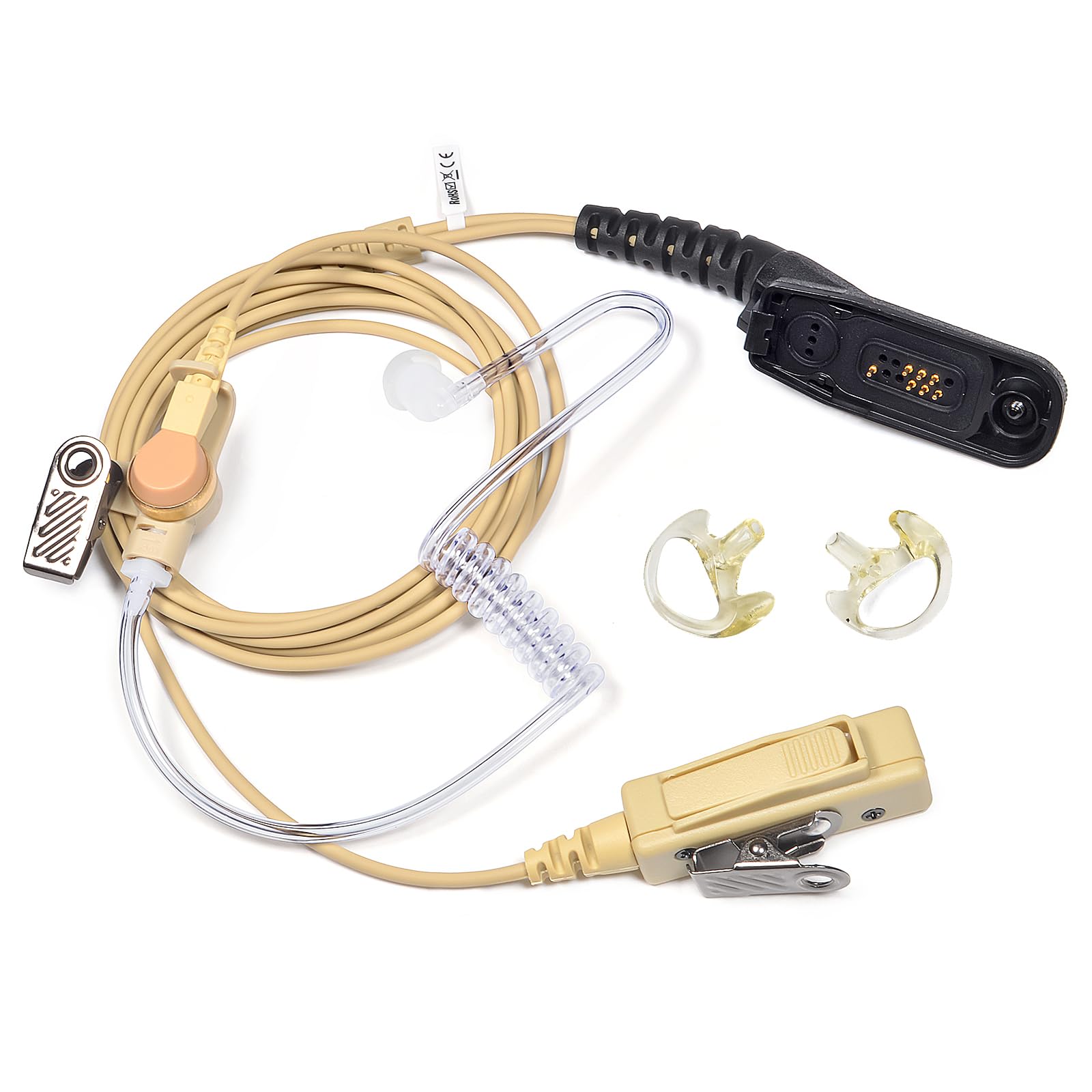 UAYESOK Surveillance Covert Air Acoustic Tube Earpiece Headset with PTT Mic and Earmold for Motorola Multi Pin DP3400 DP3401 DP3600 DP3601 DP4400 DP4600 DP4800 DP4801 XIRP8200 Two Way Radio (Beige)