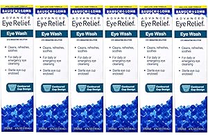 Bausch + Lomb Advanced Eye Relief, Eye Wash Solution, Cleanses, Refreshes, and Soothes for Daily or Emergency Use, 4 Fl Oz (Pack of 6)