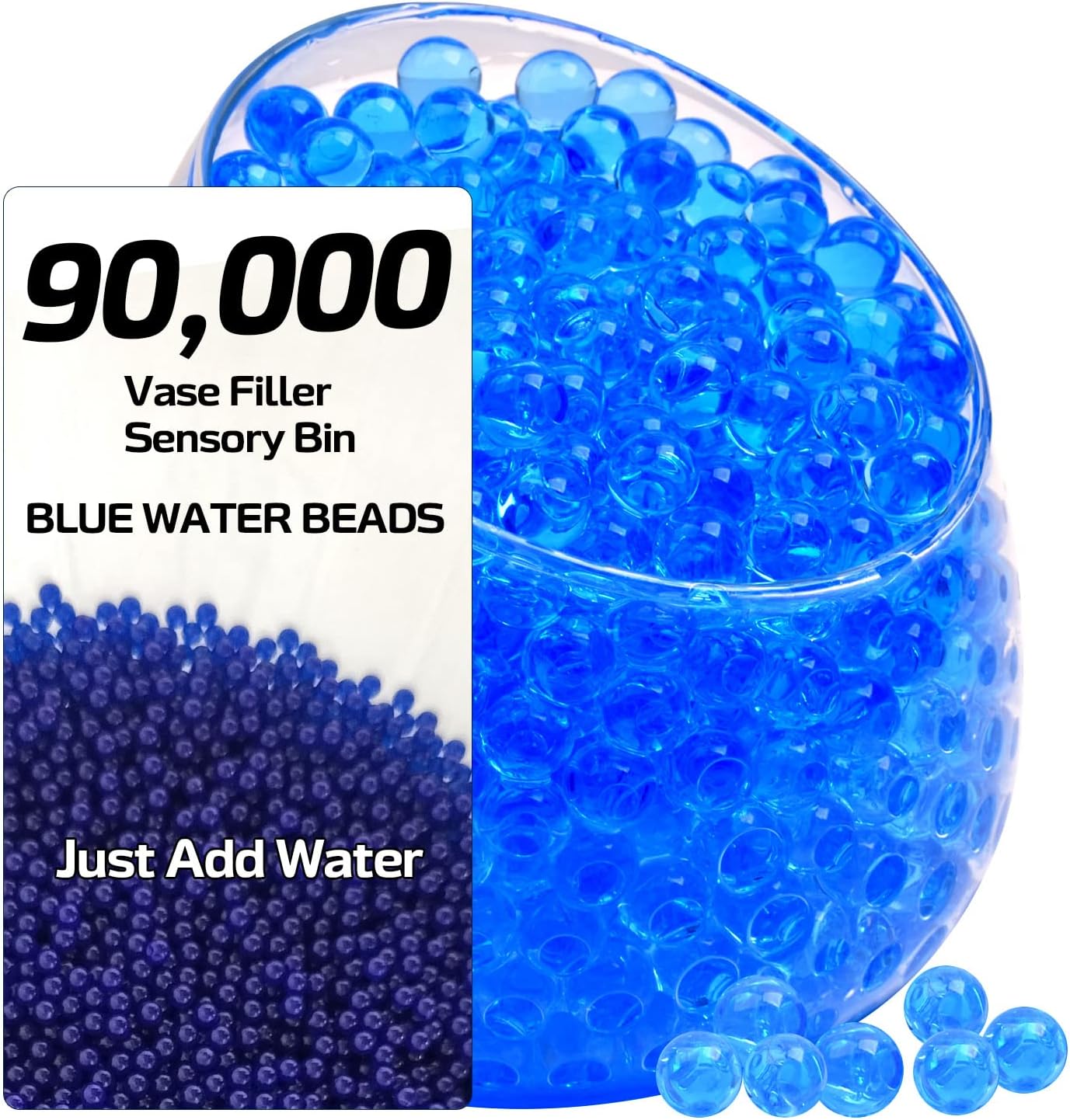 Vase Fillers - AINOLWAY 90,000 Blue Water Beads for Vases, Blue Gel Water Pearls Vase Filler Beads for Kids Non Toxic, Wedding Centerpiece,Floral Arrangement,Sensory Toy
