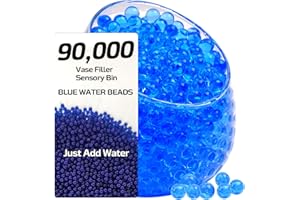 A AINOLWAY AINOLWAY 90,000 Blue Water Beads for Vases, Blue Gel Water Pearls Vase Filler Beads for Vase Non Toxic, Wedding Centerpiece,Floral Arrangement(14 Year+)