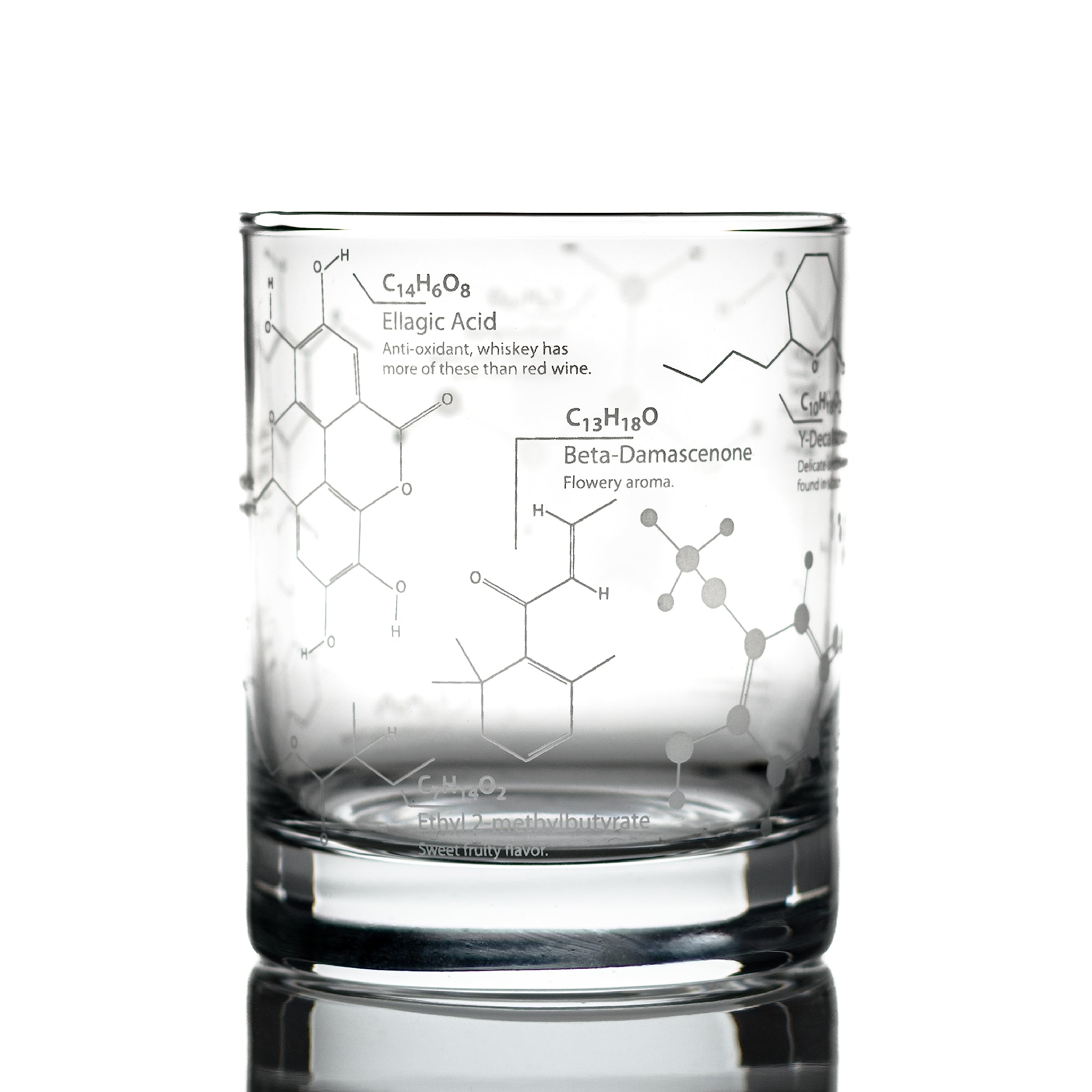 Greenline Goods Whiskey Glasses - 10 oz Tumbler – Science of Whisky Glass (Single Glass) Etched with Whiskey Chemistry Molecules | Old Fashioned Rocks Glass