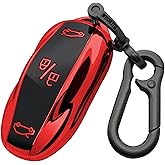Kirsnda key fob cover Compatible with Tesla Model 3,Y,S remote key TPU Protection case keychain(Red)