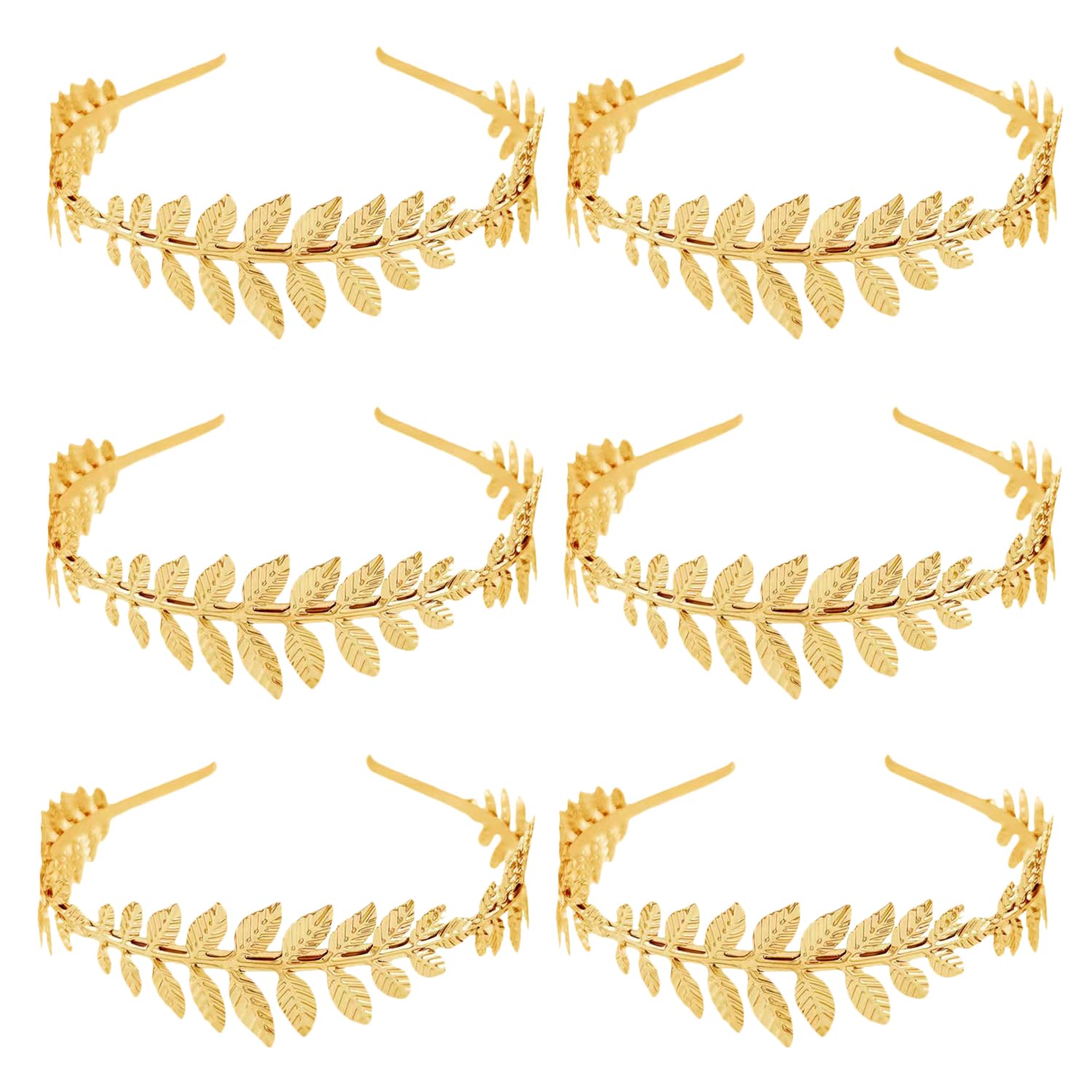 Miaija 6Pieces Gold Leaf Headband Greek Goddess Headpiece Band Crown of Leaves Christmas Party Photo Prop for Halloween Girls Women Hair Accessories