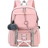 Spotted Tiger School Backpack for Girls Bookbag School Bag Aesthetic Backpack for Teen Girls Women (Pink 1)