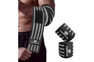 POWERFENG Elbow Wraps for Weightlifting：Elbow Sleeve Support for Bench Press, Cross Training & Powerlifting - Elbow Straps for Weightlifting Gym Men Women