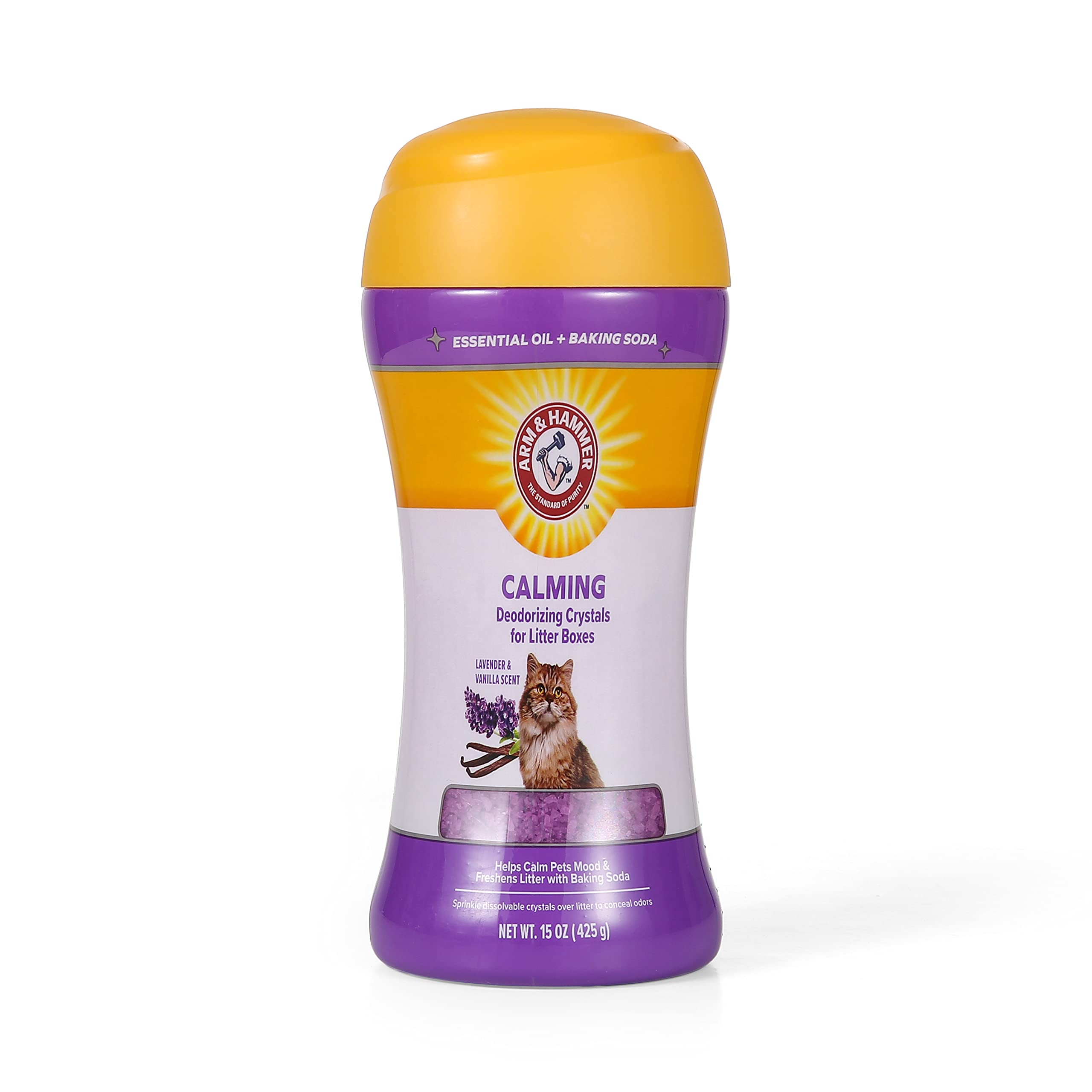 Photo 1 of Arm & Hammer Cat Crystal Deodorizer for Kitty Litter Box - Calming Lavender & Vanilla Scented Cat Litter Smell Eliminator - Crystal Odor Control for Cats Mess Cleanup - Pet Home Supplies, 15 Oz