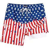 SURF CUZ Mens Swim Trunks Compression Liner Swim Shorts 7 Inch Swimming Trunks Quick Dry Bathing Suits Swimsuit Zipper Pocket