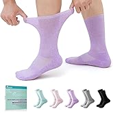 Revosoxs Diabetic Crew Socks for Men Women,Non-Binding &Seamless Toe,Loose Top Wide Diabetic Socks 7-9 9-11