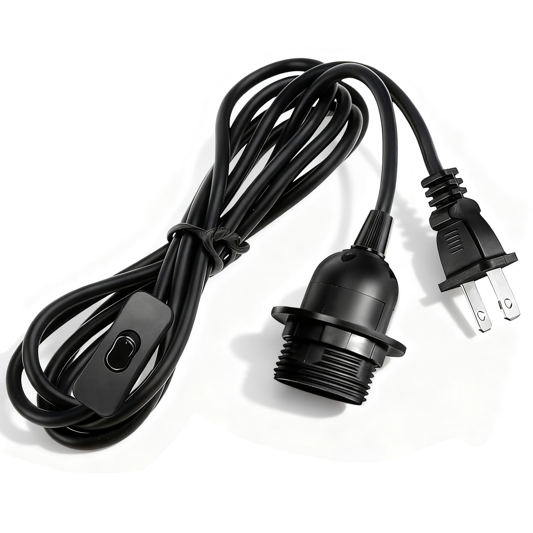 Photo 1 of Zarnicy Plug in Hanging Light Cord Kit - 16Ft Pendant Light Plug in Lamp Kit, E26/E27 Bulb Socket Lantern Extension Cord with On/Off Switch, Socket Rings, 1 Pack, Black