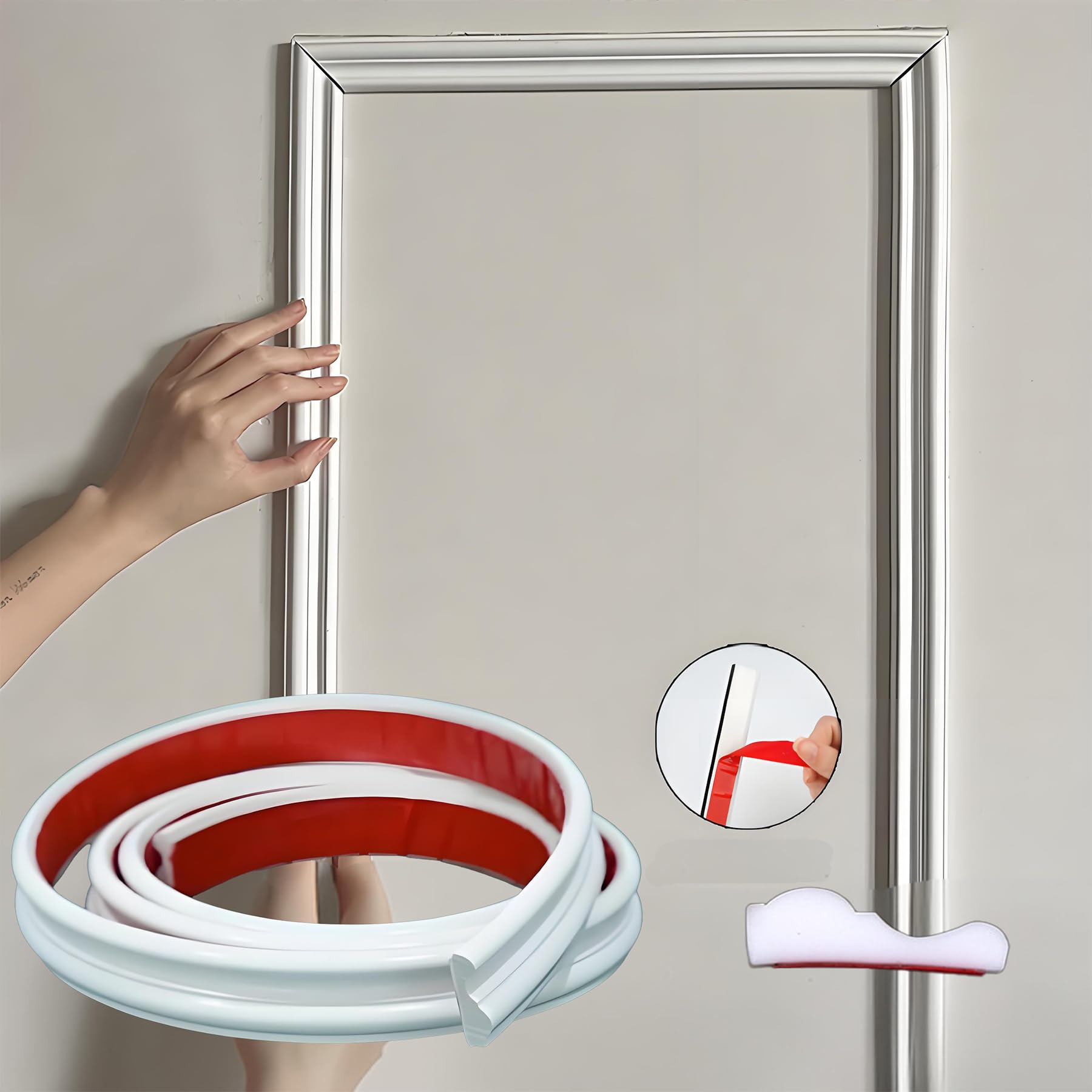 Photo 1 of 20FTx1.1IN Peel and Stick Wall Molding Trim,Flexible Molding Trim Self Adhesive Chair Rail Panel Molding,Crown Molding Peel and Stick Molding Trim for Walls,Door Trim