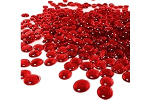 ARSUK 1LB Red Glass Pebbles for Vase Fillers, Aquarium Gravel, Decorative Stones for Crafts, Fish Tanks, Plant Pots, Wedding, Garden, Home Decor – Flat Glass Marbles (Red, 1LB)