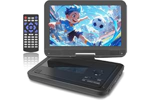 BOKYOK 12.5" Portable DVD Player with 10.1’’ HD Swivel Screen, 5-6Hrs Play, DVD Player Portable with Dual Speaker, Support SYNC TV/USB/SD Card/AV, Play All Discs Format Except Blu-ray, Black