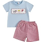 farrubbyine8 Farm Boys Clothes Cow Chicken Pig Print T-shirt and Shorts Kids Little Boys Outfits Sets 3T 4T 5T 6T 7T