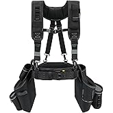 MELOTOUGH Professional Tool Belt with Suspenders Carpenter Tool Belt Combo Organizer Tools Pouch Suspenders with 32 Pockets and Loops fits 34"-48"Waist