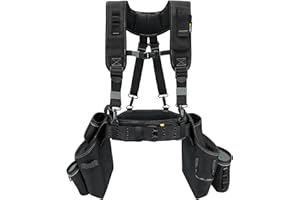 MELOTOUGH Professional Tool Belt with Suspenders Carpenter Tool Belt Combo Organizer Tools Pouch Suspenders with 32 Pockets and Loops fits 34"-48"Waist