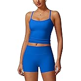 ABOCIW Workout Sets for Women 2 Piece Padded Sports Bra Tank High Waist Booty Gym Shorts Active Yoga Outfits