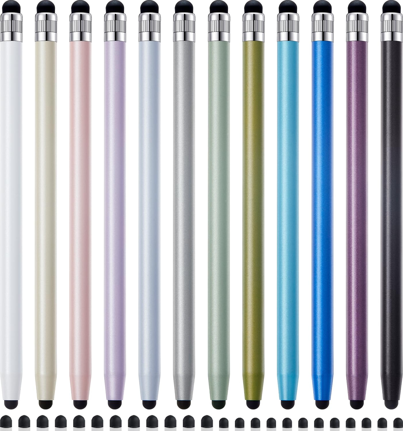 LINFANC 12Pcs Stylus Pen for Touchscreen, 2-in-1 High Precision & Sensitivity Stylus Pen for iPad/iPhone/Android Smartphones and Tablets Compatible with All Touch Screens