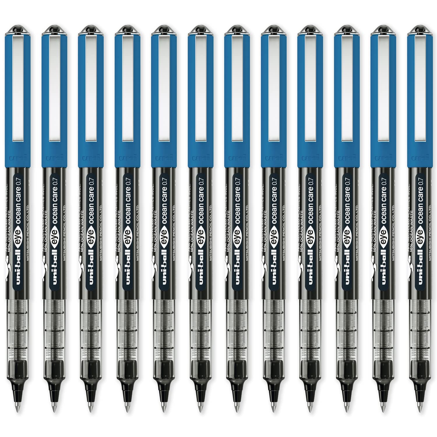 uni-ball Eye Ocean Care UB-157ROP Black Rollerball Pens. Fine 0.7mm Ballpoint Tip for Super Smooth Writing, Drawing, Art, Crafts and Colouring. Fade and Water Resistant Liquid Uni Super Ink. 12 Pack — image 1