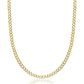 Barzel 18K Gold Plated Curb/Cuban Link Chain Necklace 2MM, 3MM, 4MM, 5MM For Women or Men - Made In Brazil