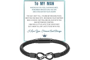 Coolvy To My Man Straighten Your Crown Bracelet for Husband Boyfriend Mens Braided Leather Bracelets Valentine Birthday Christmas Gifts for Him