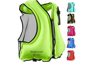 Khroom Inflatable Snorkel Vest Adults and Teenagers | 60"-75" / 90 lbs-240 lbs | Weighs only 400 Grams | Buoyancy Jacket for Snorkeling and SUP - Snorkel Jacket, Buoyancy Aid, Buoyancy Vest