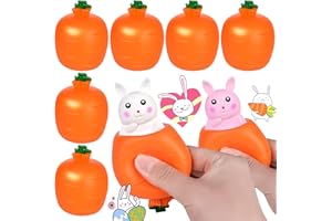HTZNHXT 6 Pcs Carrot Rabbit Stress Ball, Easter Bunny Squeeze Radish Rabbit Toy Fidget Pressure Ball for Teens, Adults Release Anxiety Improving Grip Strength