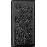 MUXILING Men's Rodeo Wallet Western RFID-Blocking Leather Wallet Bifold Long Cowboy Long Wallets