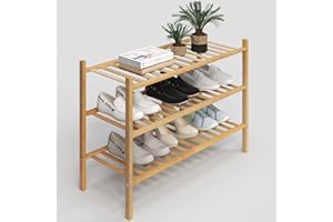 Z&L HOUSE 3-Tier Shoe Rack for Closet, Stackable Shoes Rack Organizer Free Standing Shoe Shelf for Entryway and Closet Hallway, Multifunctional Bamboo Rack in Different Combinations (3-Tier)