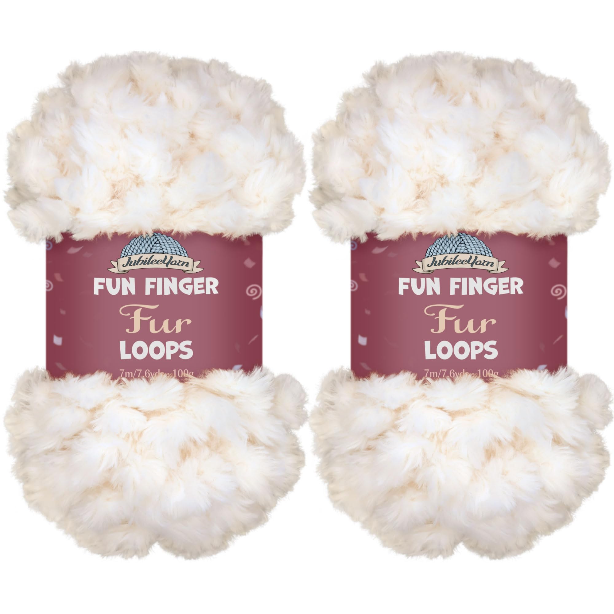 JubileeYarn Fun Finger Fur Loops Yarn - Polyester Jumbo Weight Loop Yarn - 200g/Skein - White - 2 Skeins