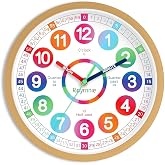 Roymnie Wall Clock for Kids Learning Battery Operated Teaching Silent 8" | Learning to Tell Time Easily Non Ticking Analog Colorful Teaching Time Clock Decorative for Kids Room Classroom School Modern