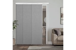 Heefen Adjustable Panel Track Blinds Manual Blackout Vertical Blinds for Sliding Door (Blackout - Light Grey, 74" W x 96" H)