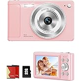WONNIE Digital Camera 56MP, FHD 1080P Point & Shoot Camera with 32GB SD Card, 2 Batteries, and Lanyard, Ideal for Kids & Teens, Suitable Gift for Girls