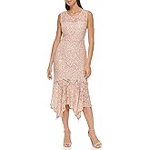 Kensie Womens Sleeveless Lace Midi Dress