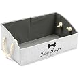 Large Collapsible Dog Toy Storage Bin - Foldable Fabric Basket With Handles For Toys, Apparel & Accessories (Gray Stripes)