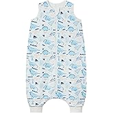 EASWEET Bamboo Viscose Sleep Sack with Legs for Infant and Toddler 1.0 TOG Sleeveless Zipper Sleep Bag for Baby