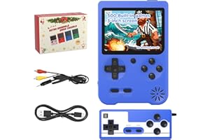 AVAINALY Retro Handheld Game Console, 3-inch IPS Screen Portable Game Console with 500 Built-in Classic Games ,1200mAh Rechargeable Battery, Plug & Play Video Games - Blue