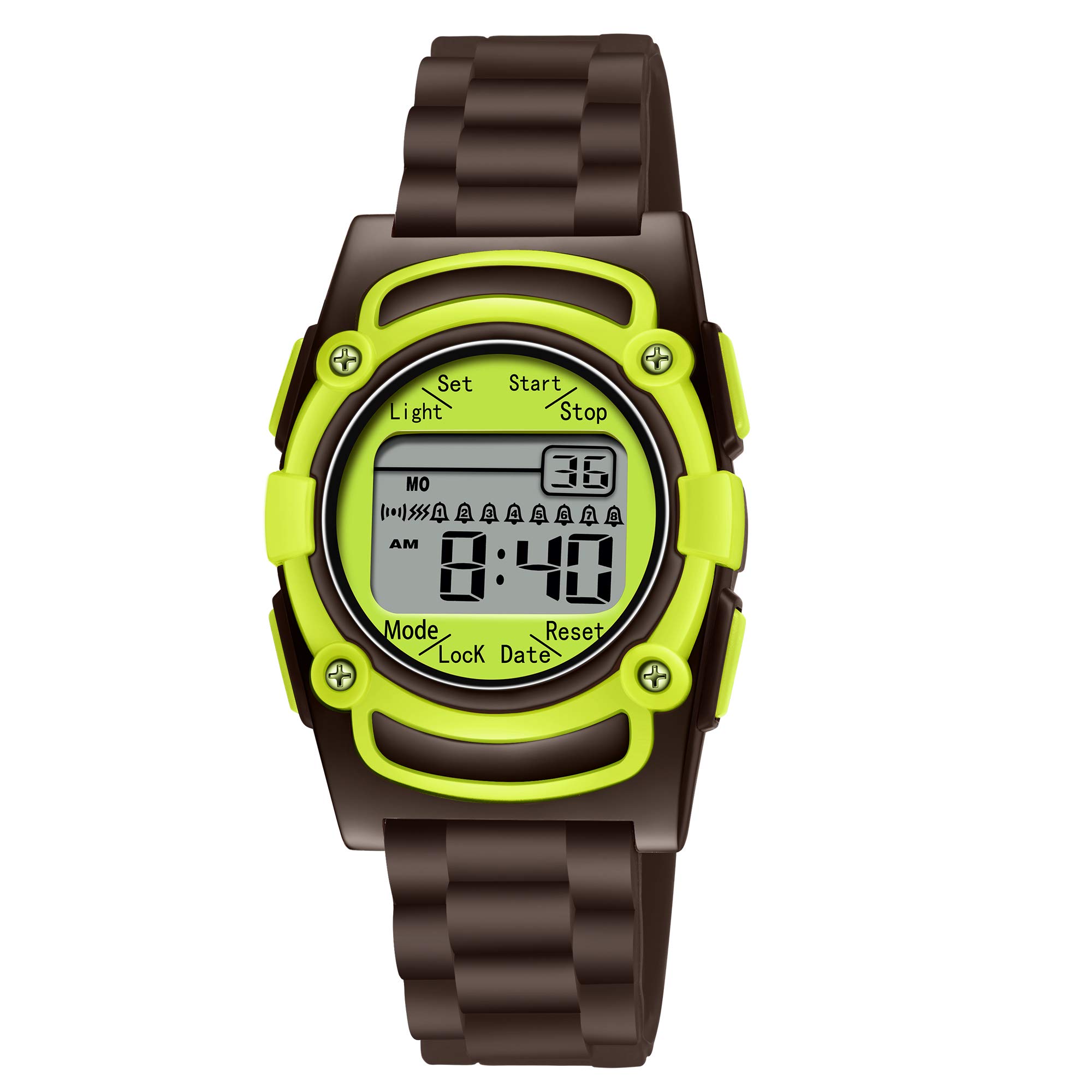 Photo 1 of T TICCI Kids Digital 8 Alarm Vibrating Watch Medication Reminder Potty Urinary Training Pill Alert Vibra Medical Reminder for Children (Brown Green Brown)