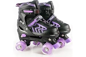 ZHUKAIKJ Adjustable 4 Sizes Kids Roller Skates for Boys and Girls with Light UP Wheels for Toddler Child Beginners for Indoor