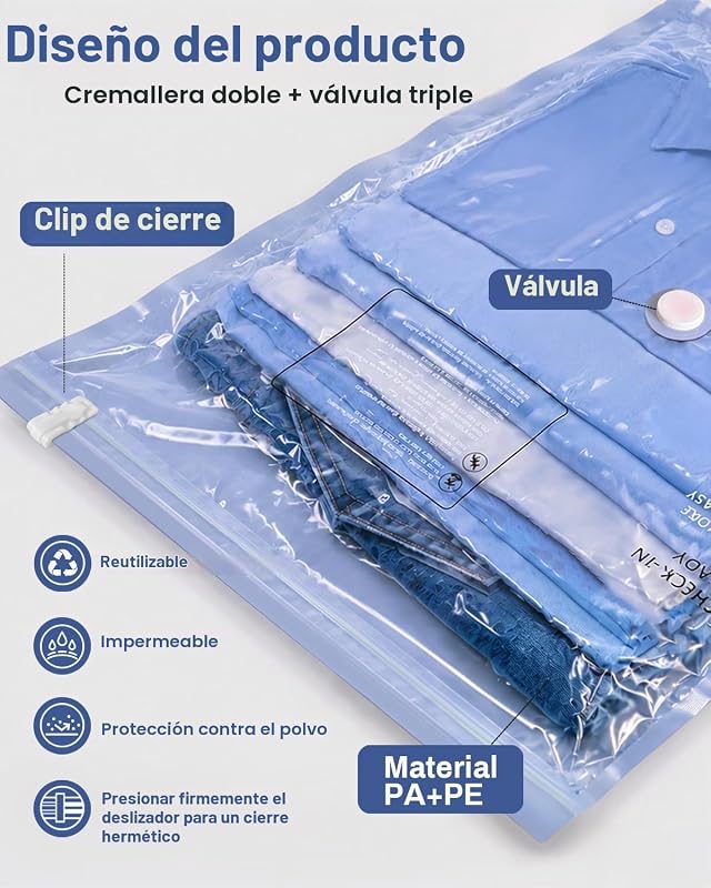 Sacos de Vácuo Roupa com Bomba de Vácuo Elétrica sem Fios, contendo 16 Sacos de Vácuo (3 * 74 x 54 cm, 5 * 64 x 47 cm, 8 * 50 x 40 cm), Adequados para Viagens, Mudanças e Armazenamento