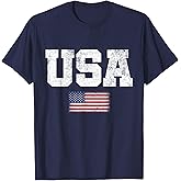 USA Men Women Patriotic American US Flag July 4th T-Shirt