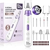 Professional Electric Nail Drill 2000mAH Portable Cordless Electric Nail File 10 in 1 Manicure Pedicure Kit ,5-Speeds Toe Nail Tools Hand Foot Care,Thick Toenail Grinder for Women Men Pets (Purple)