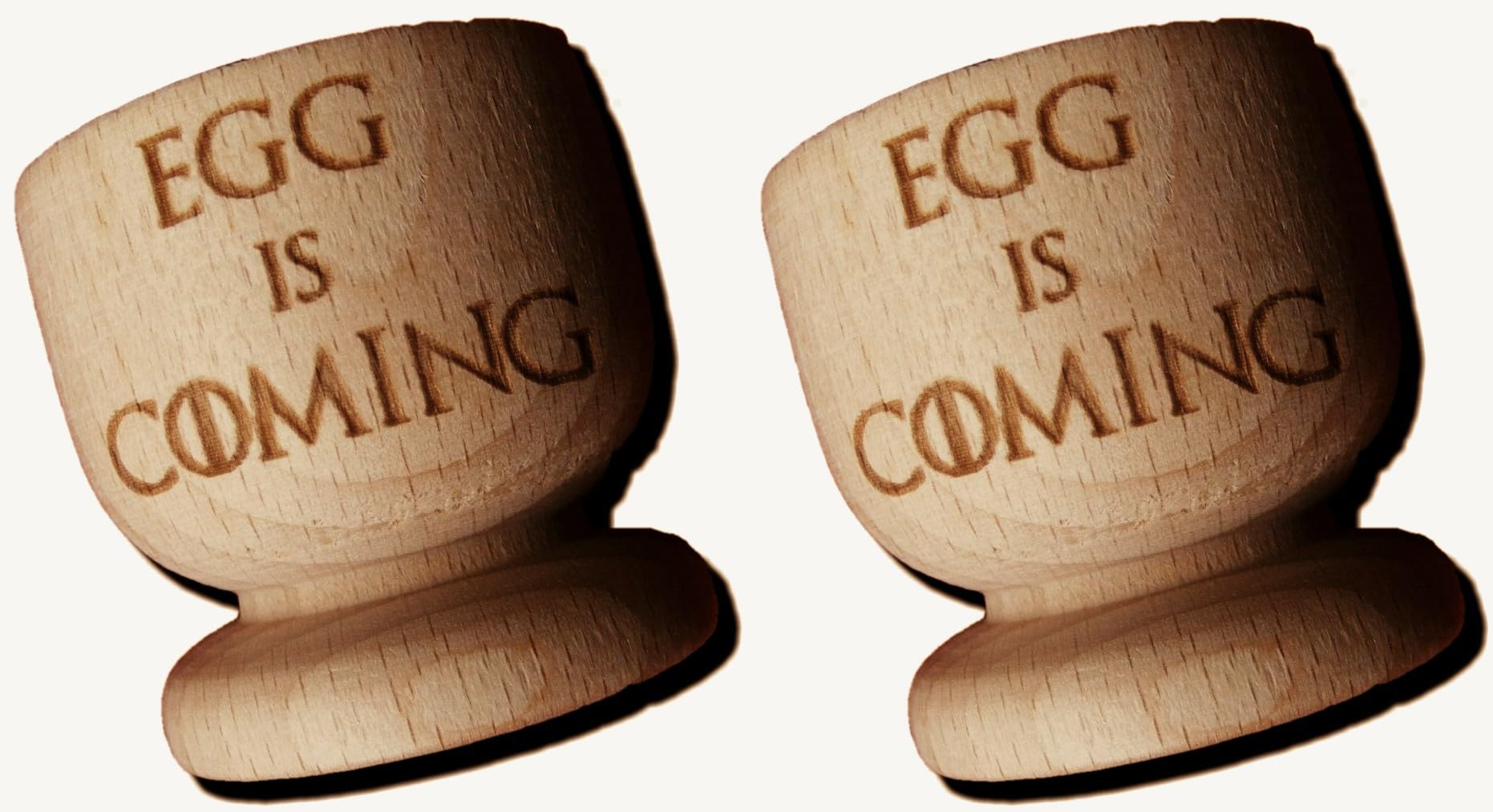 Fast Craft GoT Inspired Egg is Coming Wooden Egg Cup House Warming Present Fan Gift Idea Eggcup Set of 2