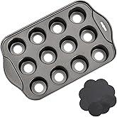 Tosnail 12 Cavity Mini Cheesecake Pan with 24 Pieces Removable Bottom