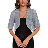 MINTLIMIT Womens Wedding Lace Bolero Shrugs for Evening Dresses Half Sleeve Bridal Lace Bolero for Bride and Bridesmaids (Grey, Size 2XL)